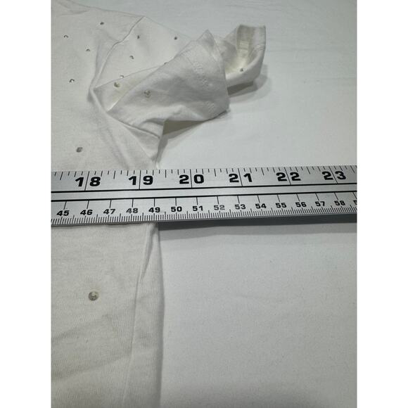 H&M Divided Studded Stud Embellished T-Shirt Size S White Crew Neck Short Sleeve - Picture 6 of 8